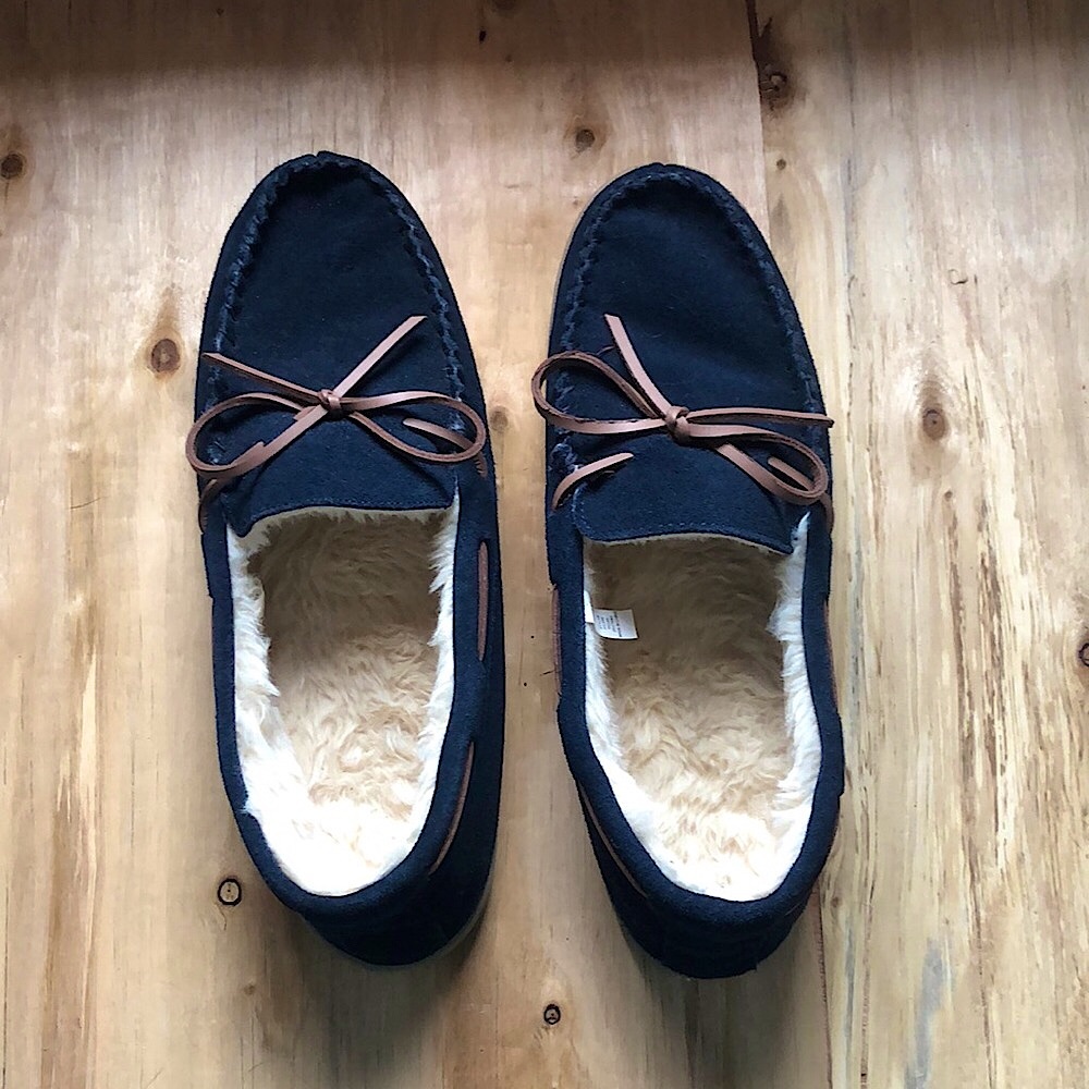 J. Crew Navy Suede Classic Moccasin Slippers Men’s 12